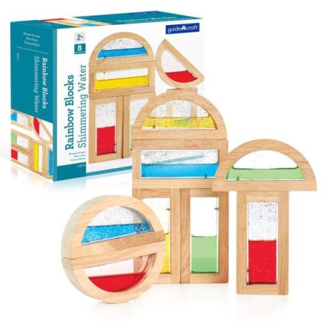 Rainbow Blocks, cu lichid colorat si sclipici, Guidecraft - imagine 6